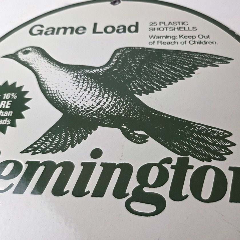 Vintage Remington Game Load Porcelain Sign - Bird Shotshell Hunting Sign - Image 4