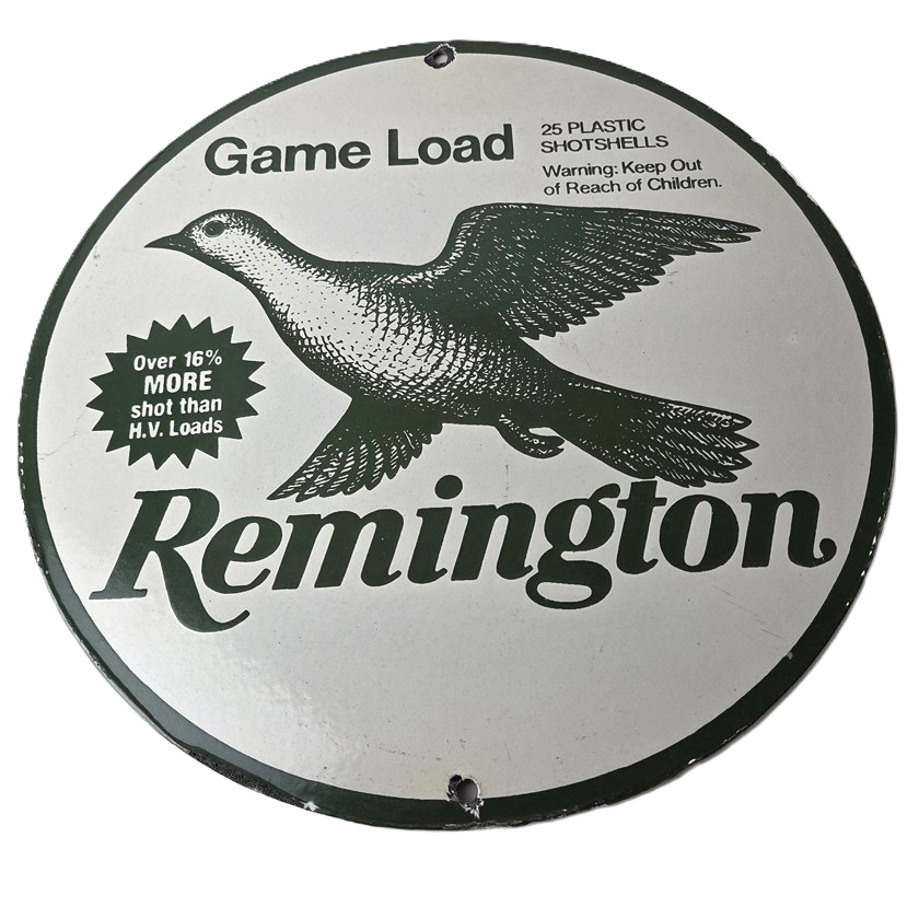 Vintage Remington Game Load Porcelain Sign - Bird Shotshell Hunting Sign