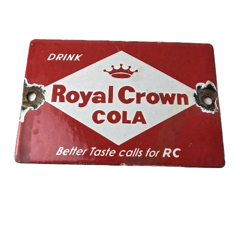 Vintage Royal Crown Cola Porcelain Sign - RC Cola Beverage Drink Cola Gas Sign