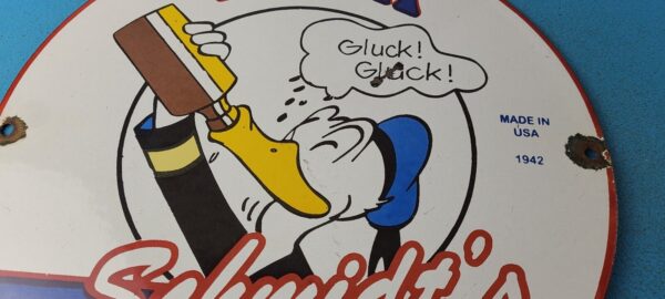 Vintage Schmidts Beer Sign Disney Duck Beverage Piggly Gas Oil Pump Sign 305444947972 3