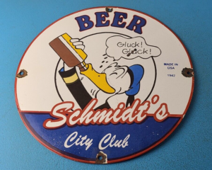 Vintage Schmidts Beer Sign Disney Duck Beverage Piggly Gas Oil Pump Sign 305444947972