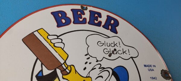 Vintage Schmidts Beer Sign Disney Duck Beverage Piggly Gas Oil Pump Sign 305444947972 4