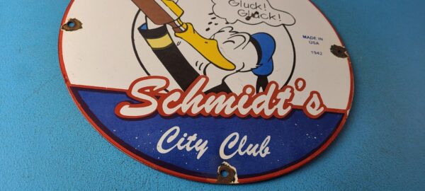 Vintage Schmidts Beer Sign Disney Duck Beverage Piggly Gas Oil Pump Sign 305444947972 6