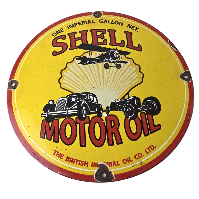 Vintage Shell Gasoline Sign - Gas Pump Porcelain One Gallon Motor Oil Sign