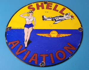 Vintage Shell Gasoline Sign Military Gas Pump Service Automobile Motor Sign 305885429182