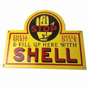 Vintage Shell Gasoline Sign - Motor Oil Service Gas Pump Porcelain Sign
