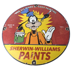 Vintage Sherwin Williams Paint Sign - Porcelain Goofy Hardware Store Gas Sign