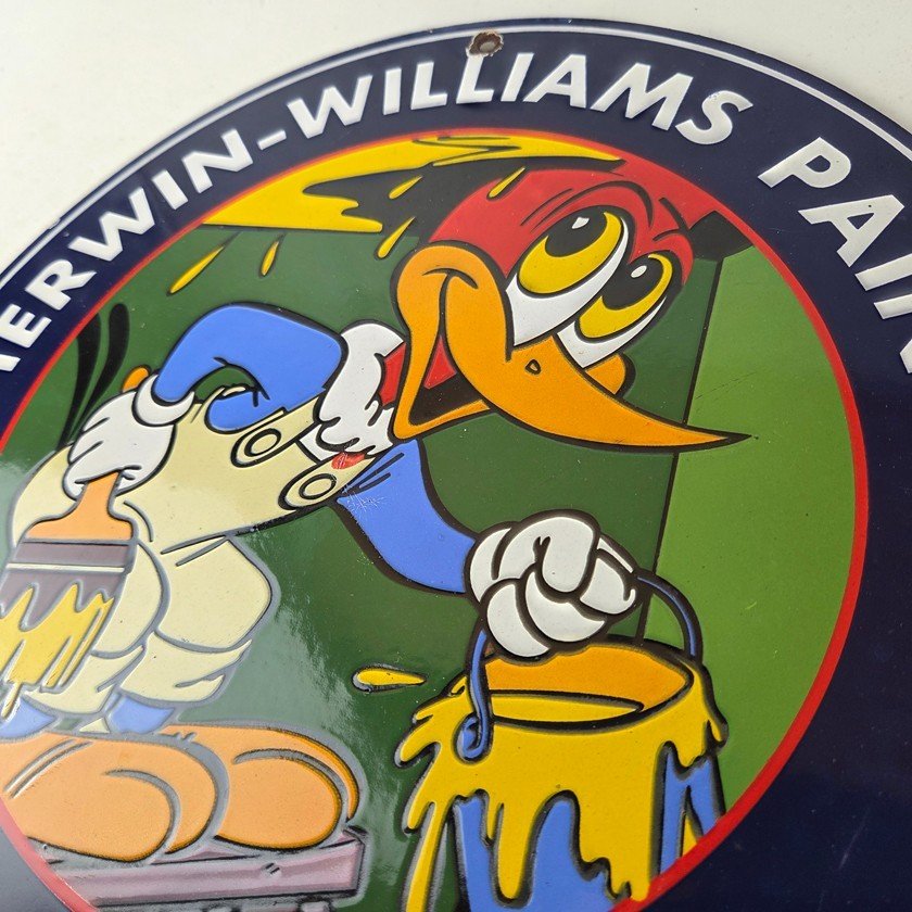 Vintage Sherwin Williams Sign - Paint Brush Painting Gas Oil Pump Porcelain Sign - Image 12