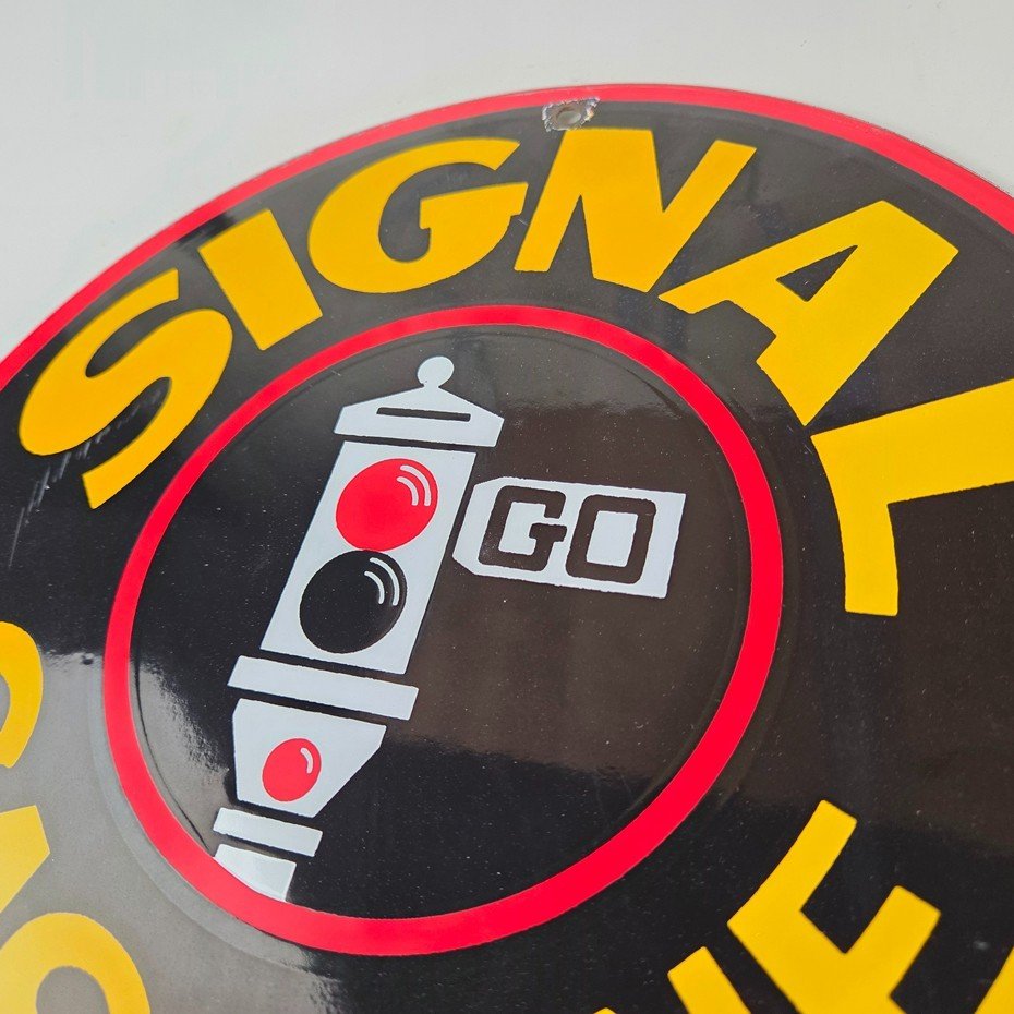 Vintage Signal Gasoline Sign - Gas Motor Oil Pump Plate Porcelain Sign - Image 12