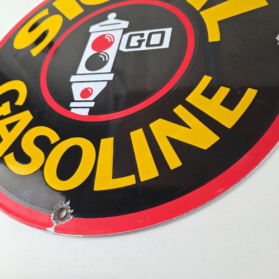 Vintage Signal Gasoline Sign - Gas Motor Oil Pump Plate Porcelain Sign - Image 14