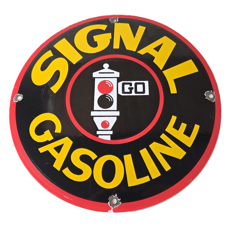 Vintage Signal Gasoline Sign - Gas Motor Oil Pump Plate Porcelain Sign