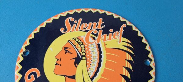 Vintage Silent Chief Gasoline Sign Gas Service Station Pump Porcelain Sign 305770447412 12