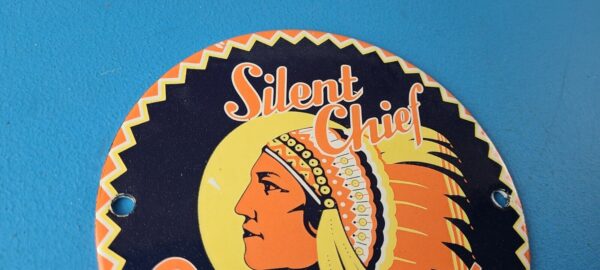 Vintage Silent Chief Gasoline Sign Gas Service Station Pump Porcelain Sign 305770447412 4