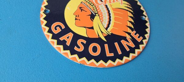 Vintage Silent Chief Gasoline Sign Gas Service Station Pump Porcelain Sign 305770447412 6