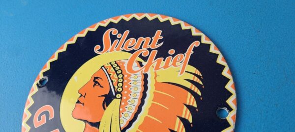 Vintage Silent Chief Gasoline Sign Gas Service Station Pump Porcelain Sign 305770447412 7