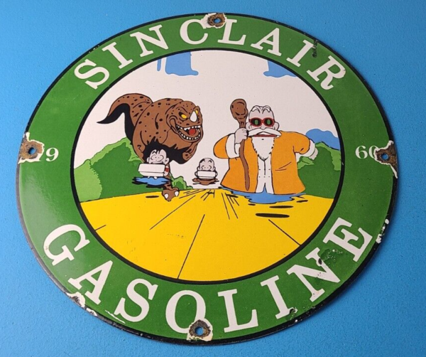 Vintage Sinclair Gas Porcelain Sign Goku Krillin Dragon Ball Man Cave Sign 305552664752