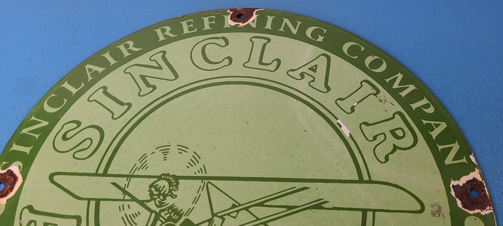 Vintage Sinclair Gasoline Sign - Airplane Porcelain Gas Pump Sign - Image 13