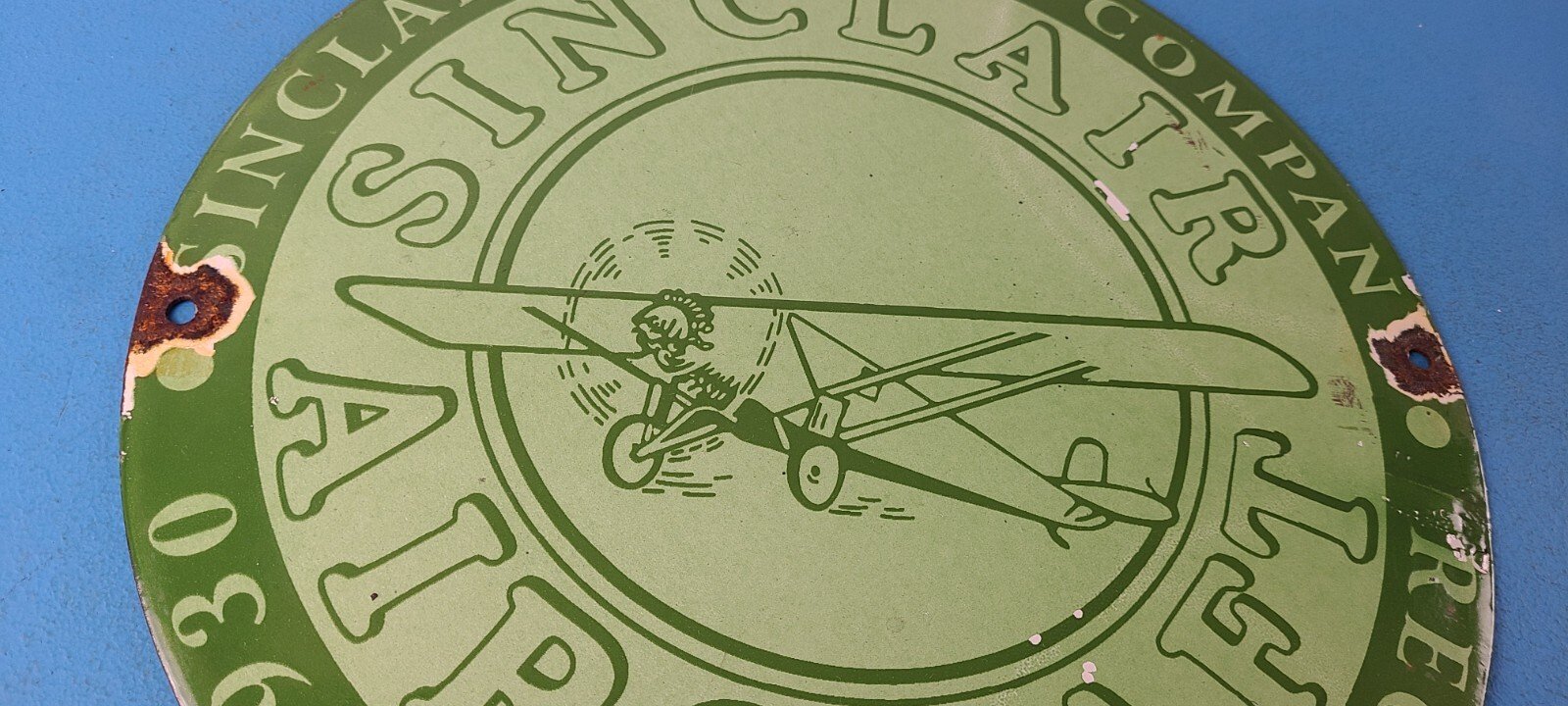 Vintage Sinclair Gasoline Sign - Airplane Porcelain Gas Pump Sign - Image 6