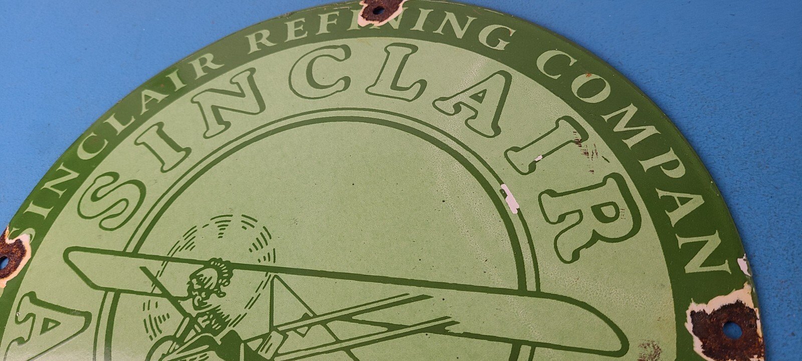 Vintage Sinclair Gasoline Sign - Airplane Porcelain Gas Pump Sign - Image 8