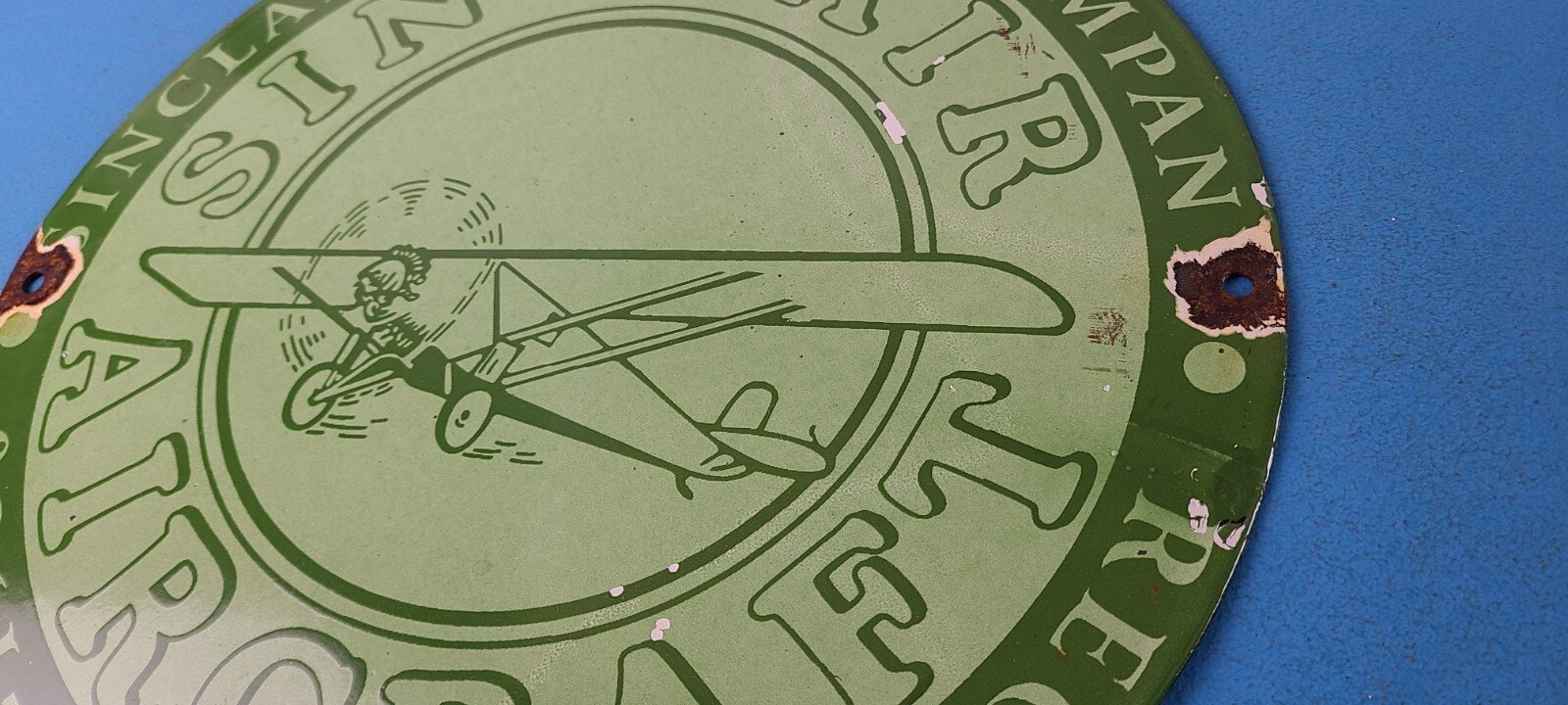 Vintage Sinclair Gasoline Sign - Airplane Porcelain Gas Pump Sign - Image 9