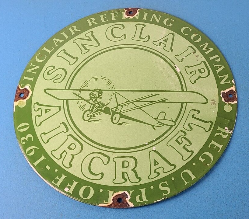Vintage Sinclair Gasoline Sign - Airplane Porcelain Gas Pump Sign