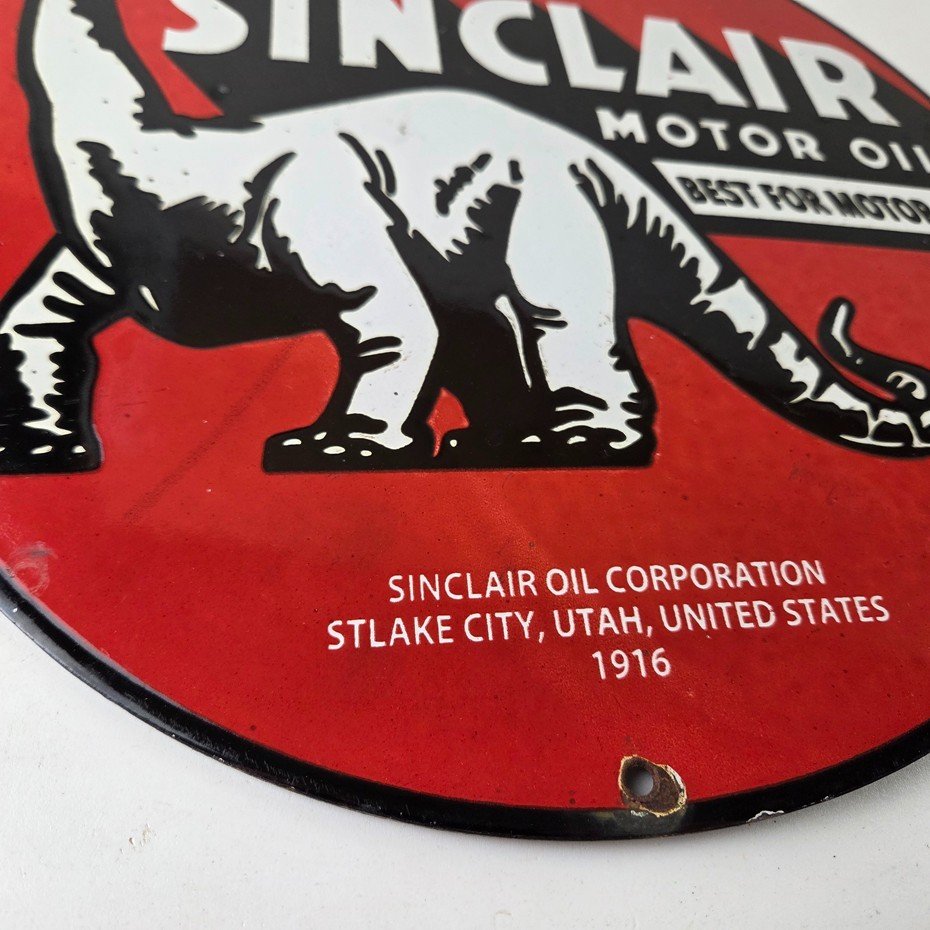Vintage Sinclair Gasoline Sign - Motor Oils For Cars Gas Pump Porcelain Sign - Image 11