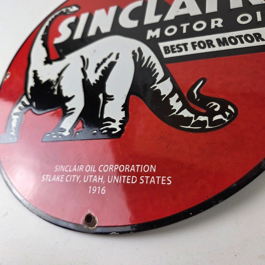 Vintage Sinclair Gasoline Sign - Motor Oils For Cars Gas Pump Porcelain Sign - Image 14