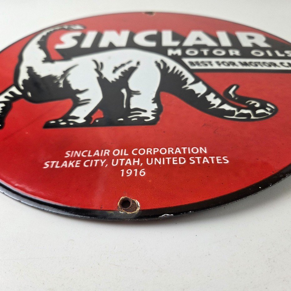 Vintage Sinclair Gasoline Sign - Motor Oils For Cars Gas Pump Porcelain Sign - Image 10
