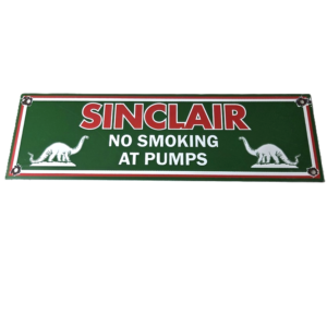 Vintage Sinclair Gasoline Sign - No Smoking Warning Gas Pump Porcelain Sign