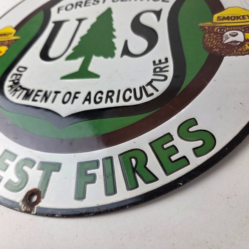 Vintage Smokey Bear Prevent Forest Fires Porcelain Sign - US Forest Service Sign - Image 14