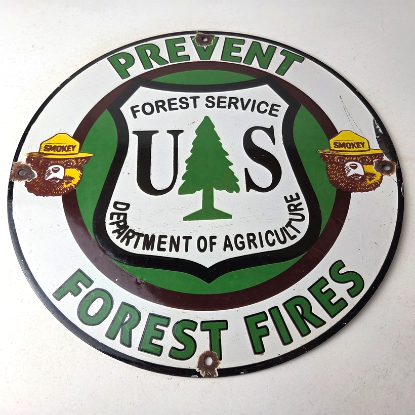 Vintage Smokey Bear Prevent Forest Fires Porcelain Sign - US Forest Service Sign - Image 15