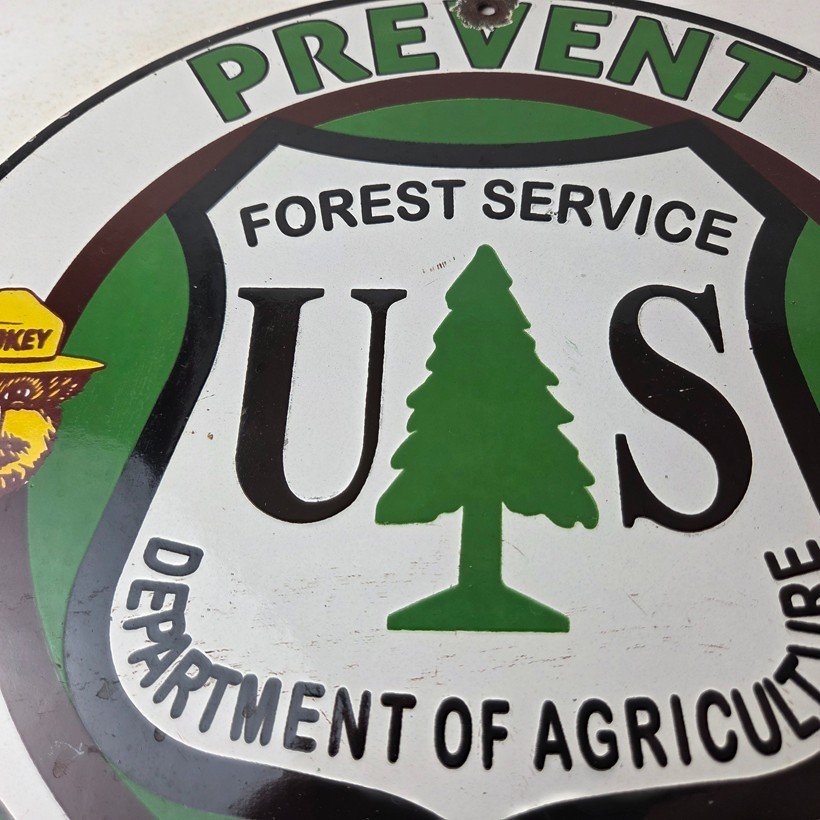 Vintage Smokey Bear Prevent Forest Fires Porcelain Sign - US Forest Service Sign - Image 3