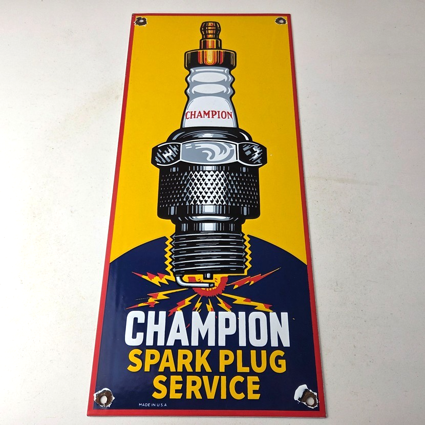 Vintage Spark Plugs Sign - Automotive Garage Shop Mechanic Gas Pump Plate Sign - Image 15