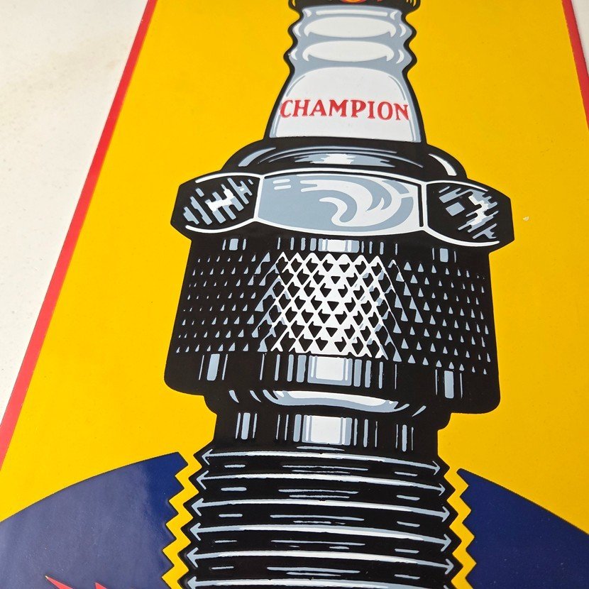 Vintage Spark Plugs Sign - Automotive Garage Shop Mechanic Gas Pump Plate Sign - Image 3