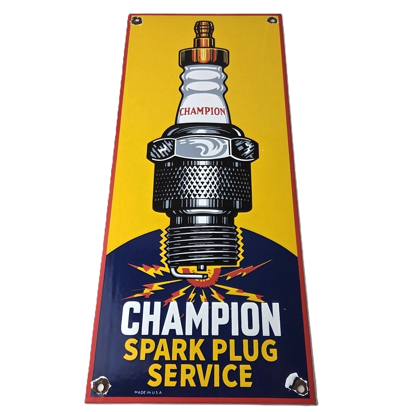 Vintage Spark Plugs Sign - Automotive Garage Shop Mechanic Gas Pump Plate Sign