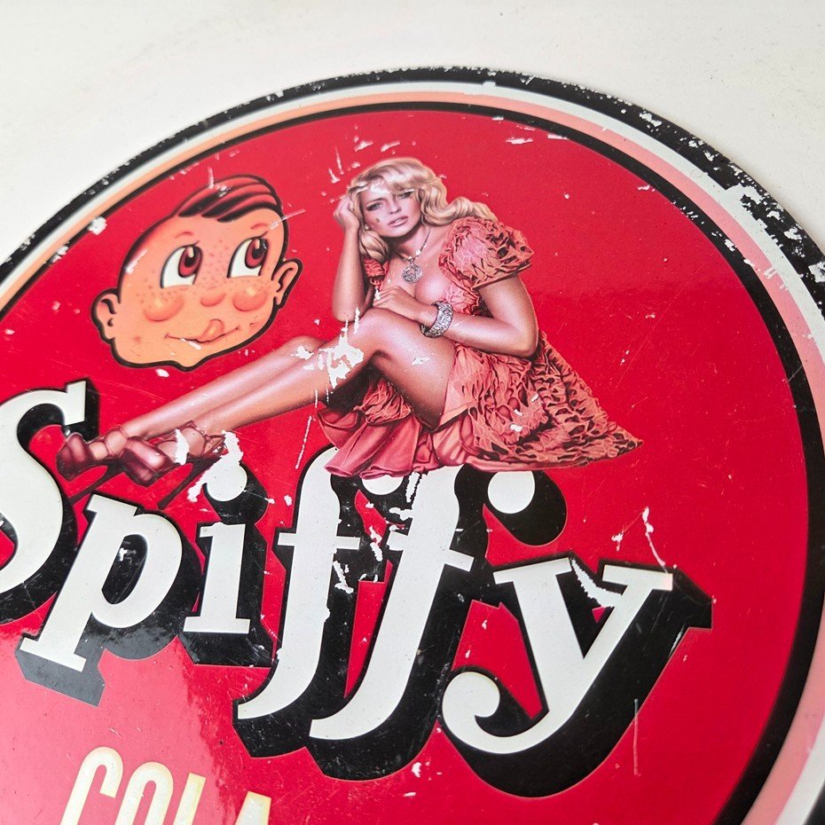 Vintage Spiffy Cola Porcelain Sign - Shop Soda Advertising Gas Pump Service Sign - Image 12