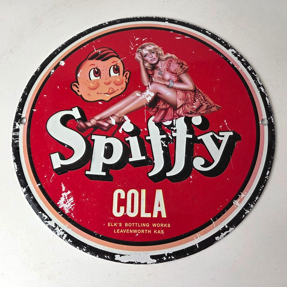 Vintage Spiffy Cola Porcelain Sign - Shop Soda Advertising Gas Pump Service Sign - Image 15