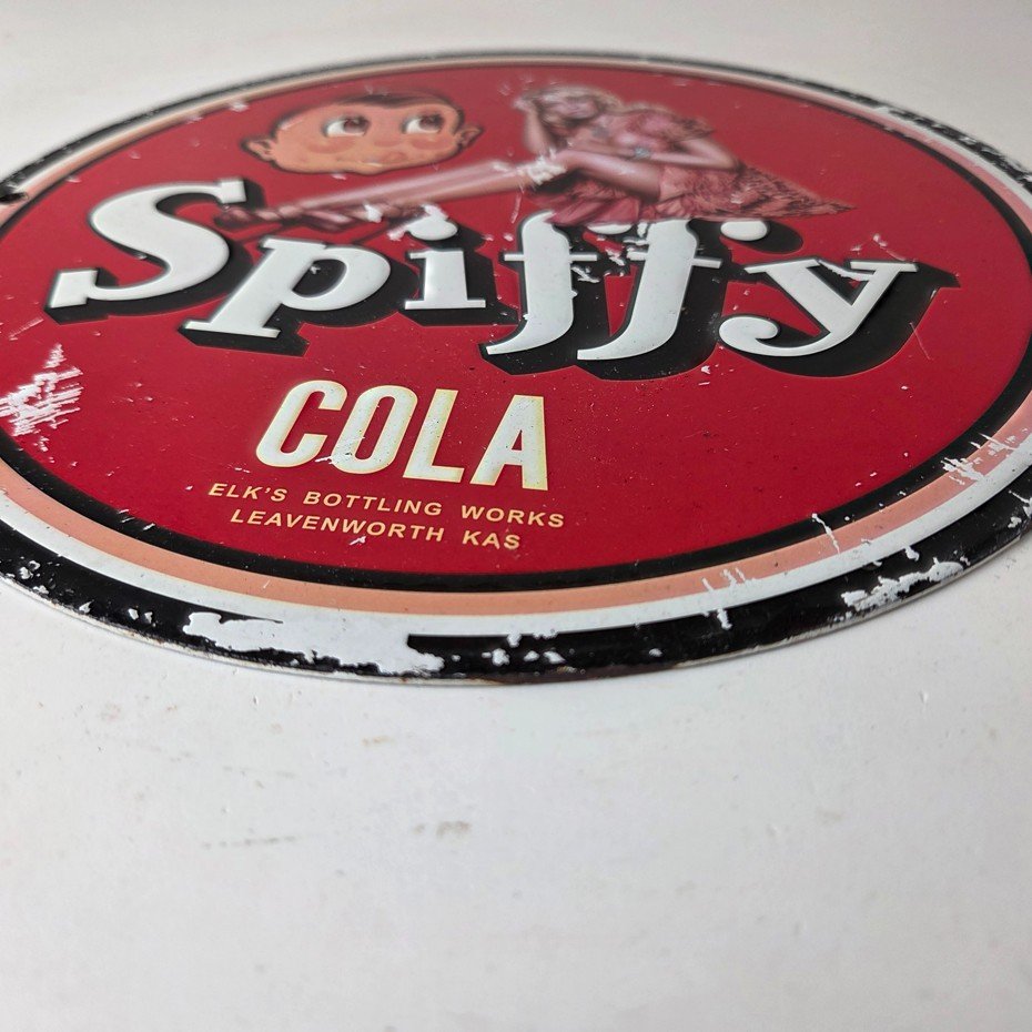 Vintage Spiffy Cola Porcelain Sign - Shop Soda Advertising Gas Pump Service Sign - Image 10