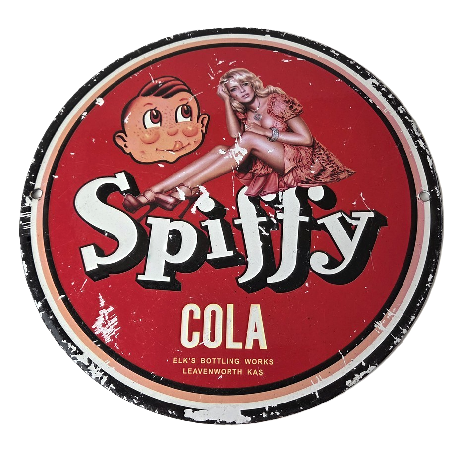 Vintage Spiffy Cola Porcelain Sign - Shop Soda Advertising Gas Pump Service Sign