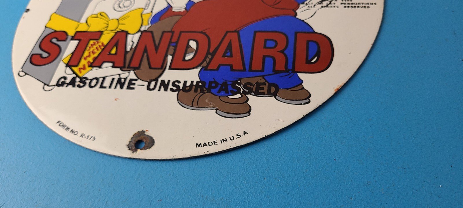 Vintage Standard Gasoline Sign - Porcelain Walt Disney Gas Oil Pump Plate Sign - Image 10