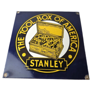 Vintage Stanley Tools Porcelain Sign - Gas Auto Mechanic Garage Shop Sign