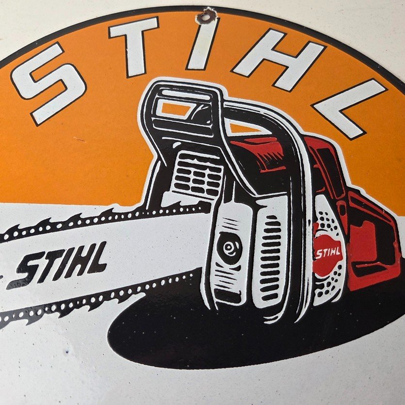 Vintage Stihl Chainsaw Sign - Porcelain Hardware Store Display Best Saw Gas Sign - Image 3
