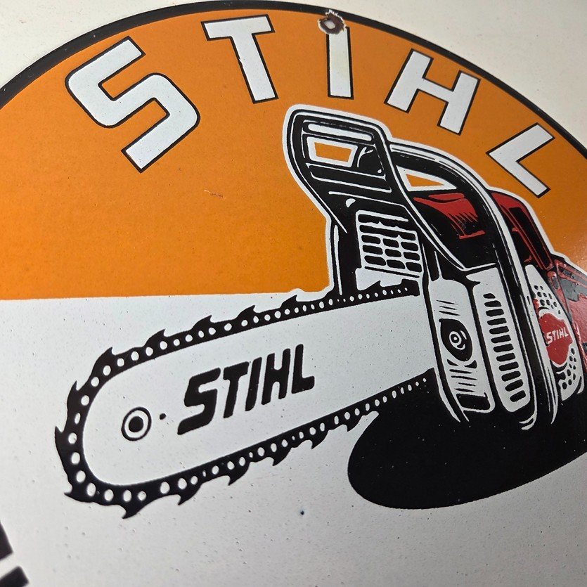 Vintage Stihl Chainsaw Sign - Porcelain Hardware Store Display Best Saw Gas Sign - Image 5