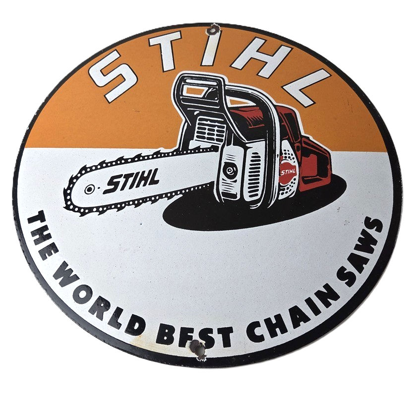 Vintage Stihl Chainsaw Sign - Porcelain Hardware Store Display Best Saw Gas Sign