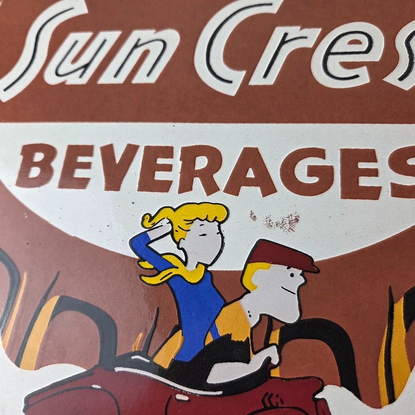 Vintage Sun Crest Tingle Sign - Soda Beverages Porcelain Gas Oil Pump Sign - Image 4