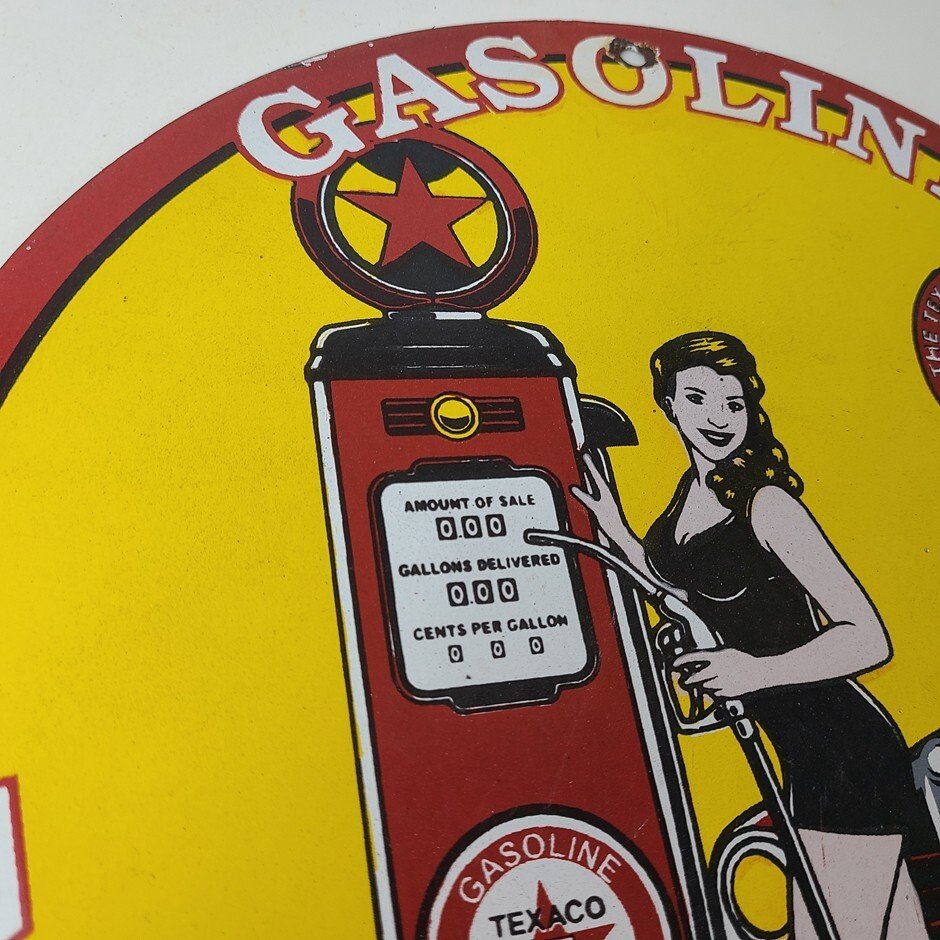 Vintage Texaco Gasoline Sign - Gas Pump Filling Station Porcelain Sign - Image 5