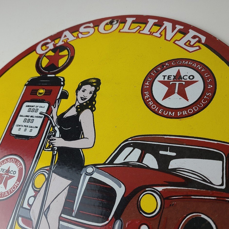 Vintage Texaco Gasoline Sign - Gas Pump Filling Station Porcelain Sign - Image 8