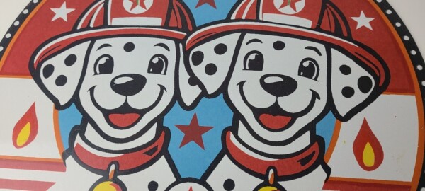 Vintage Texaco Sign - Fire Station Dalmatian Dogs Porcelain Gas Pump Sign - Image 12