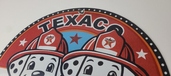 Vintage Texaco Sign - Fire Station Dalmatian Dogs Porcelain Gas Pump Sign - Image 8