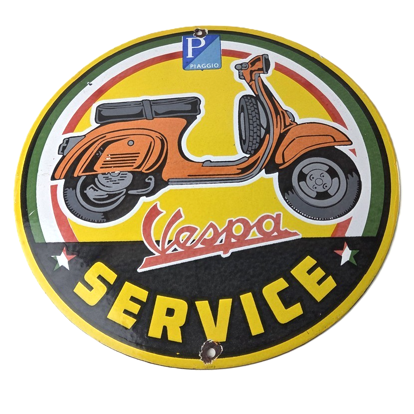 Vintage Vespa Sign - Bike Gas Service Station Porcelain Advertising Sign